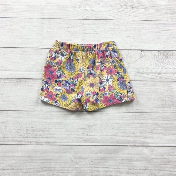 Disney Minnie Mouse Girls Shorts Floral Sunflower Print Yellow Pull On 4T - Picture 3 of 3